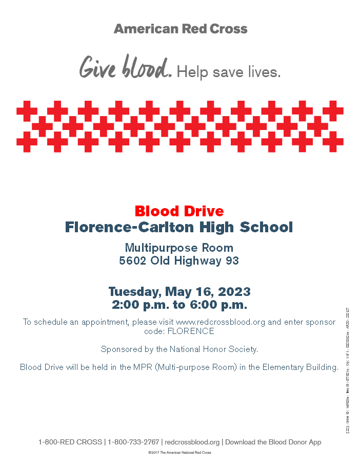 American Red Cross Blood Drive- Florence-Carlton School- Multipurpose Room