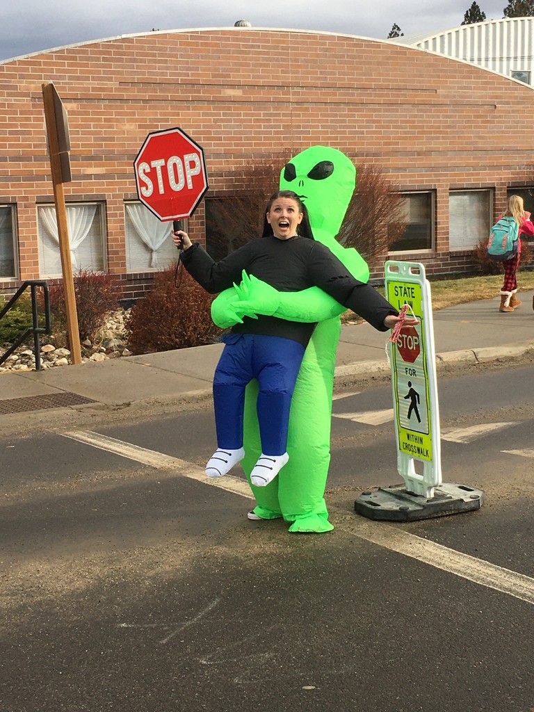 Staff Showcase: Katie Dressed up Crossing guard