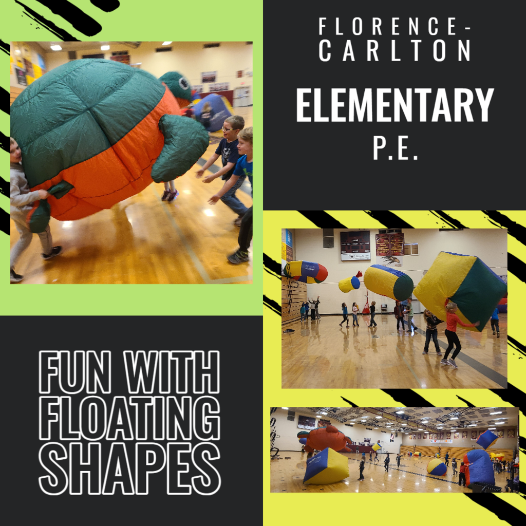 Elementary PE Students using inflatables 